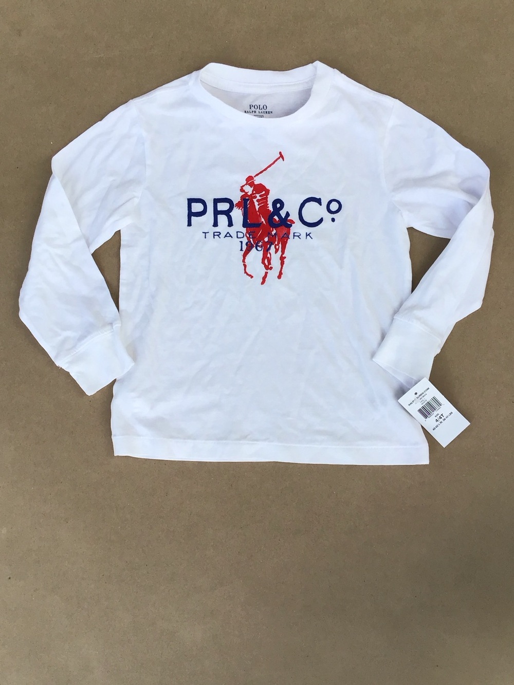 Polo by Ralph Lauren White Long-Sleeve Tee with Red & Blue Logo